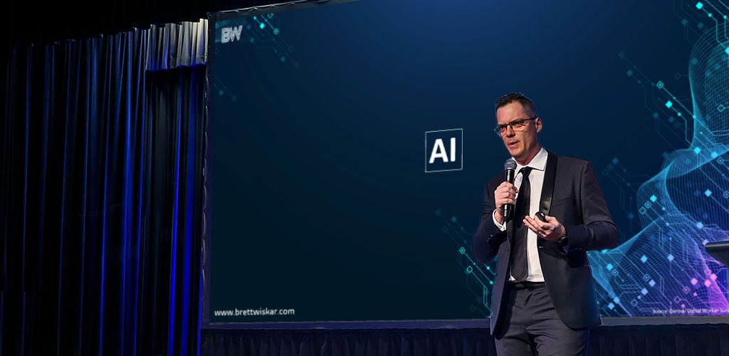 Brett Wiskar delivering an innovation keynote from the stage