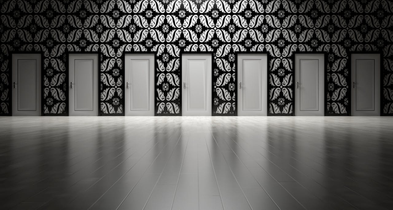 Photo-by-Pixabay of a series of doors to choose from.