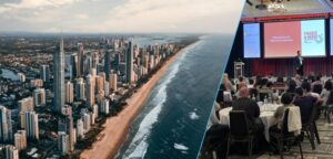 Brett Wiskar - keynote speaker presenting to a conference audience on the Gold Coast.